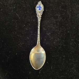 Vintage Holland Silver Souvenir Spoon with Blue Delft Porcelain Accent